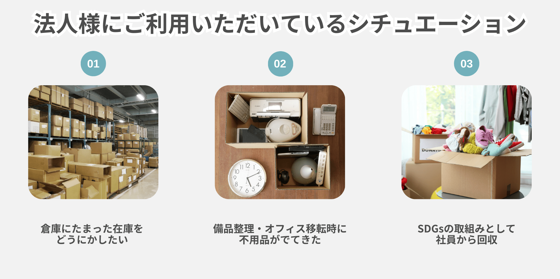 法人様にご利用いただいているシチュエーション